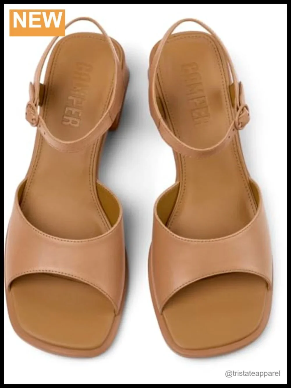 2-Strap Platform Sandal Leather Ankle Strap Block Heel